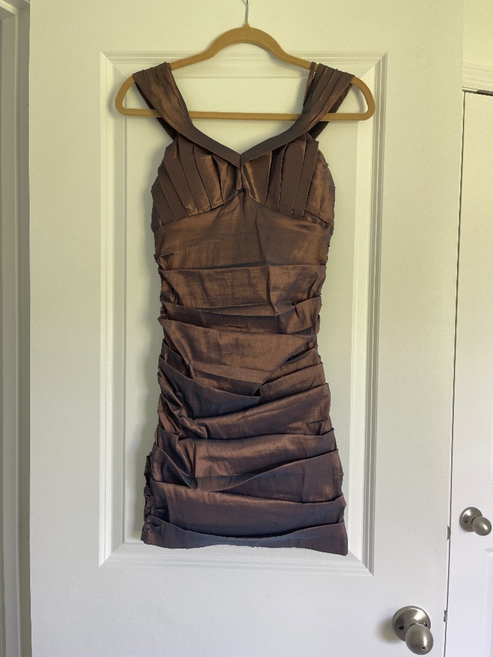 Vintage Y2K Katia Metallic Brown Mini Dress Size Medium